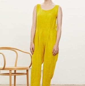 Black Crane Yellow Overall Linen NWT medium